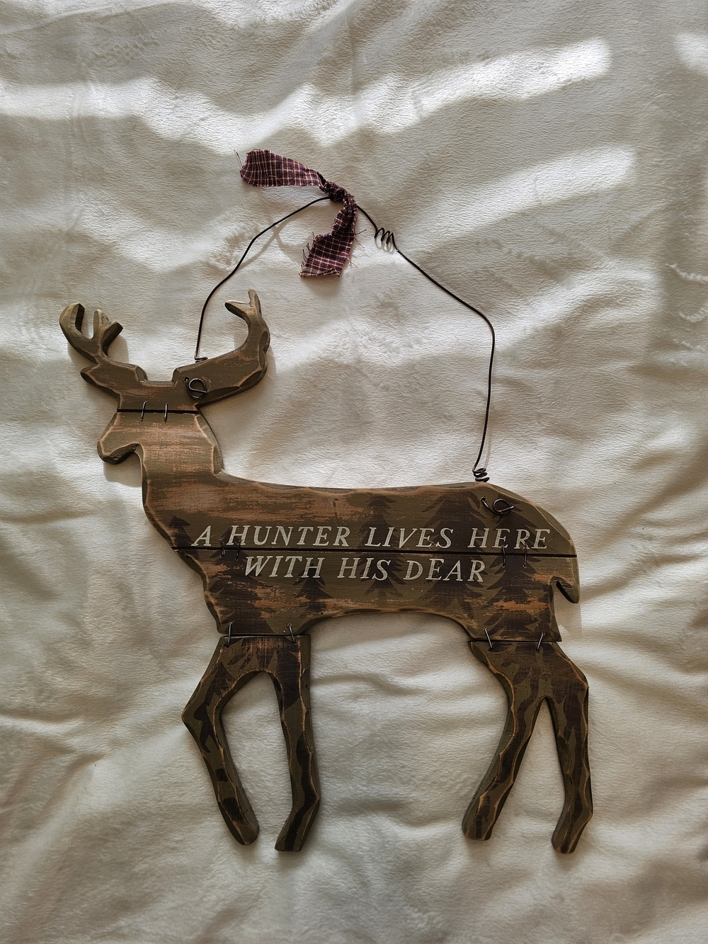 Rustic Wooden Deer Wall Hanging - Brown